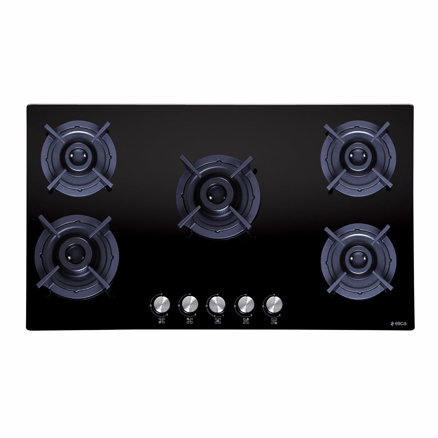 Elica 90cm 5 Burner Auto Ignition Hob | FLEXI 590 LOTUS IND HD BRASS