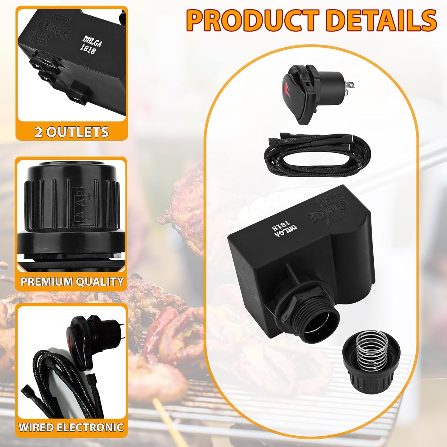 2 Outlet Electronic Igniter Kit for Char-Broil G511-0055-W1 2 Electrode Separate Switch Ignitor, Ignition for Charbroil