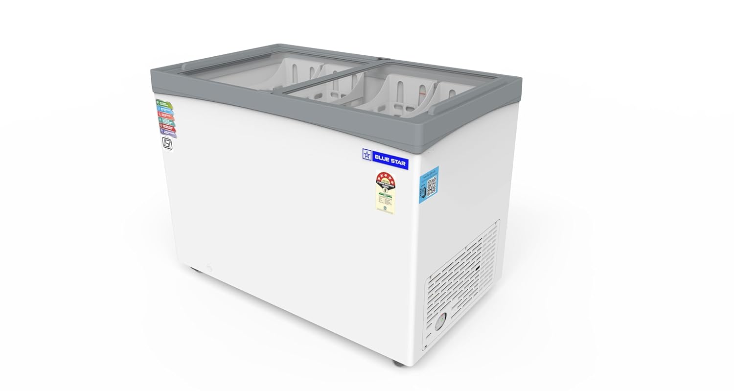 Blue Star GT5-350NP 315 Liters Glass Top Deep Freezer (White)
